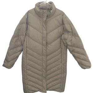 Cabelas Womens XL Premier Northern Goose Down Khaki Long Parka